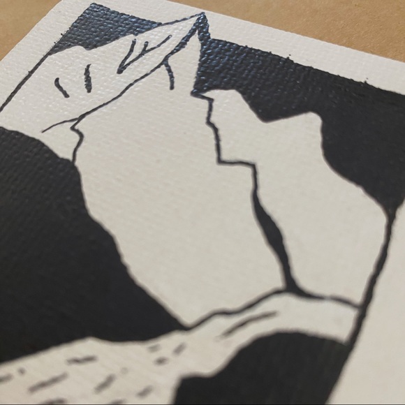 Mini Canvas Painting of Mountain with River - Picture 2 of 3